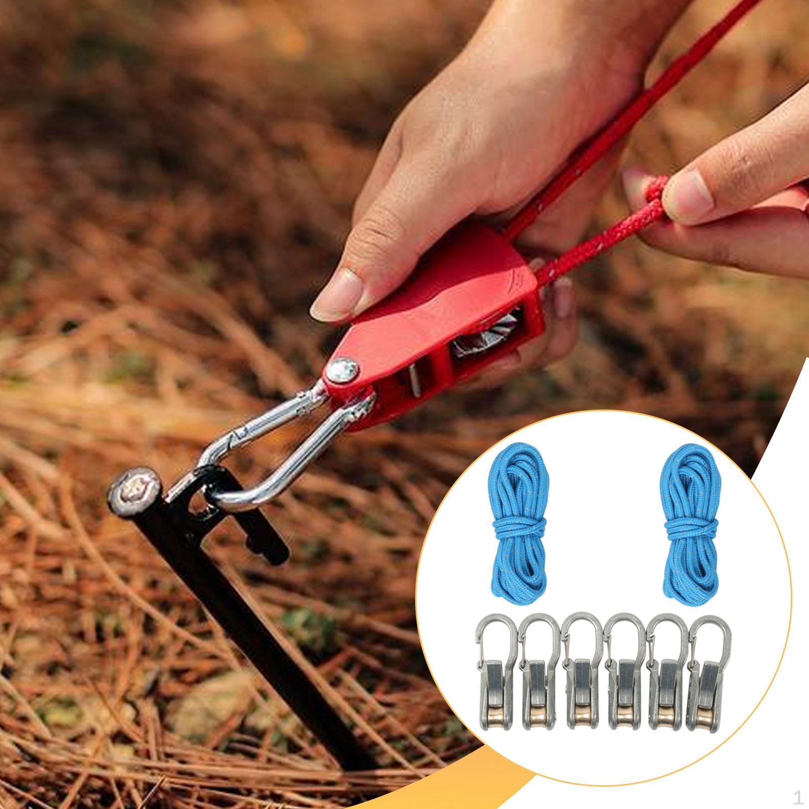

And Professional Paracord Rope with Roller Tensioner, Easy Release, Ideal for Camping Guy Lines 2 Ropes 6 Hooks