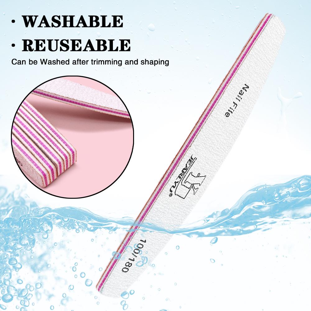 High-grade Double-sided Half-moon Nail File: Washable & Durable Sanding Strip