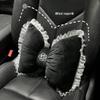 Summer Car Headrest Ventilated Comfortable Neck Pillow with Red Lace Camellia Design and Waist Support
