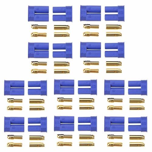 GTIWUNG 10 Pairs EC5 Banana Plug Bullet Connectors, Female and Male, Gold-Plated 5mm Terminals, Nylon Plastic Case, Male and Female Bullet Connectors