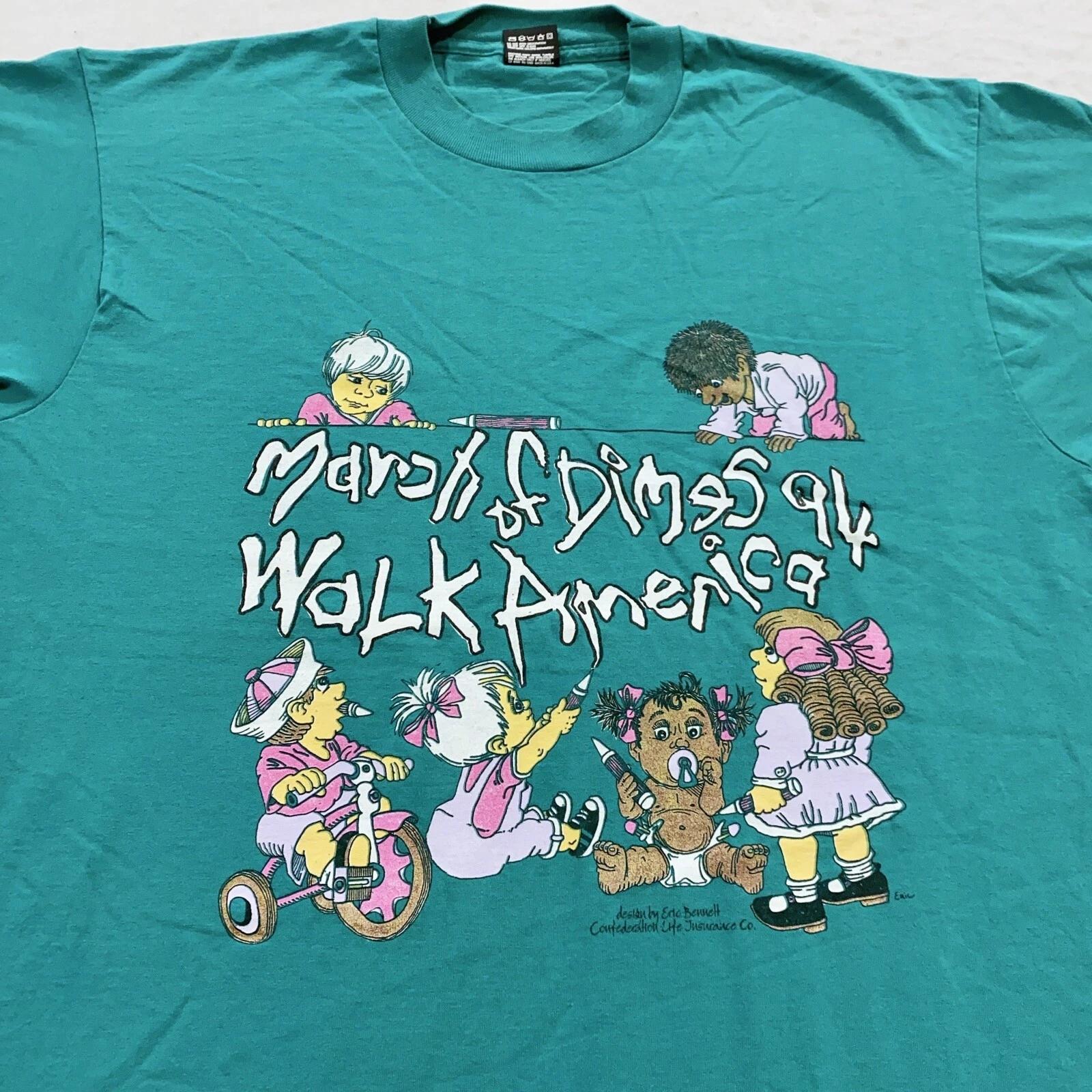 

vintage 1994 MARCH OF DIMES WALK AMERICA DOUBLE-SIDED T-Shirt XL soft thin 90s S
