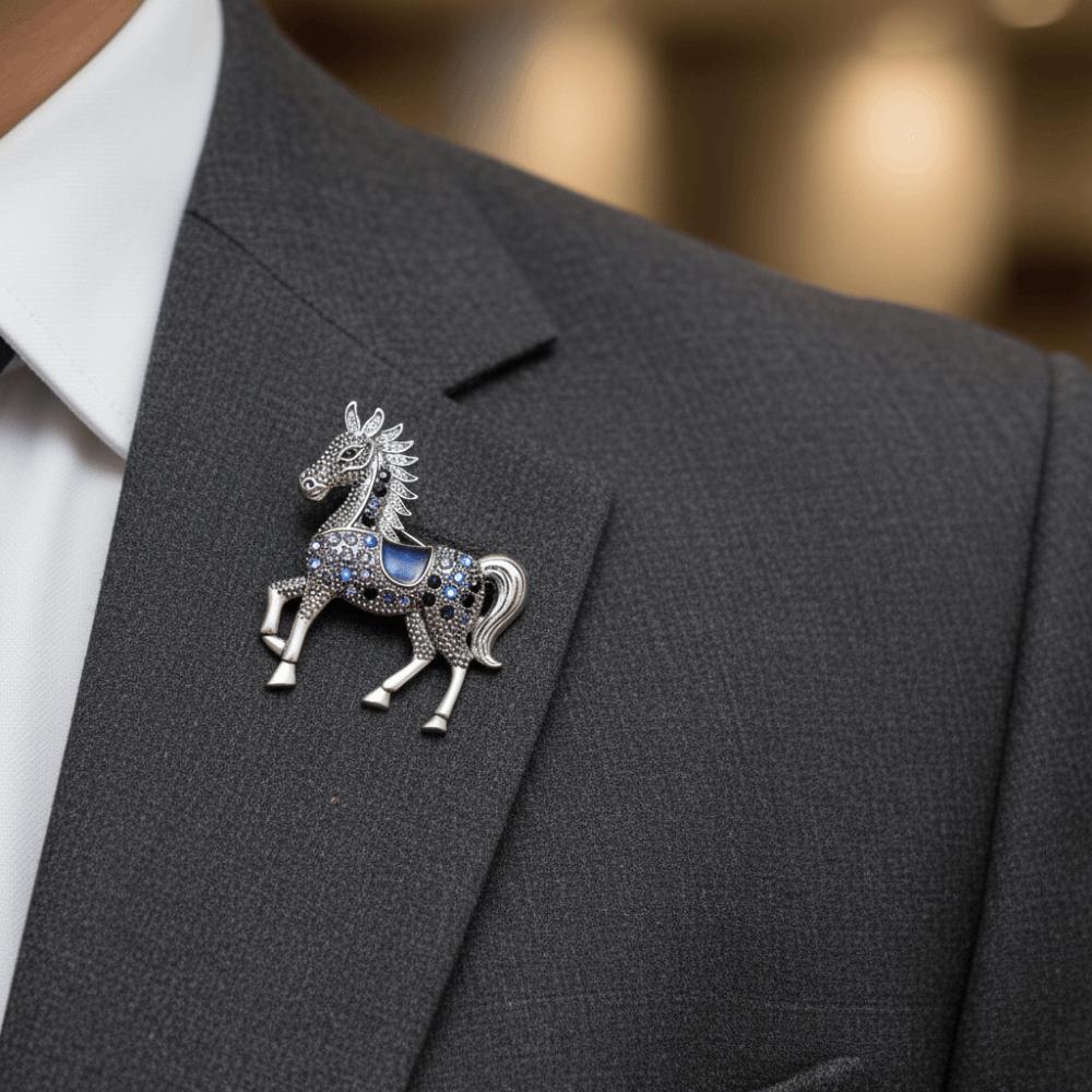 Vintage Zodiac Horse Lapel Pins Unisex Year of The Horse Brooch Rhinestone Horse Brooch New Year