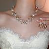 Meier Perlenohrringe und Halsketten-Set - französischer Vintage-Hofstil Schmuck, High-End-Accessoires