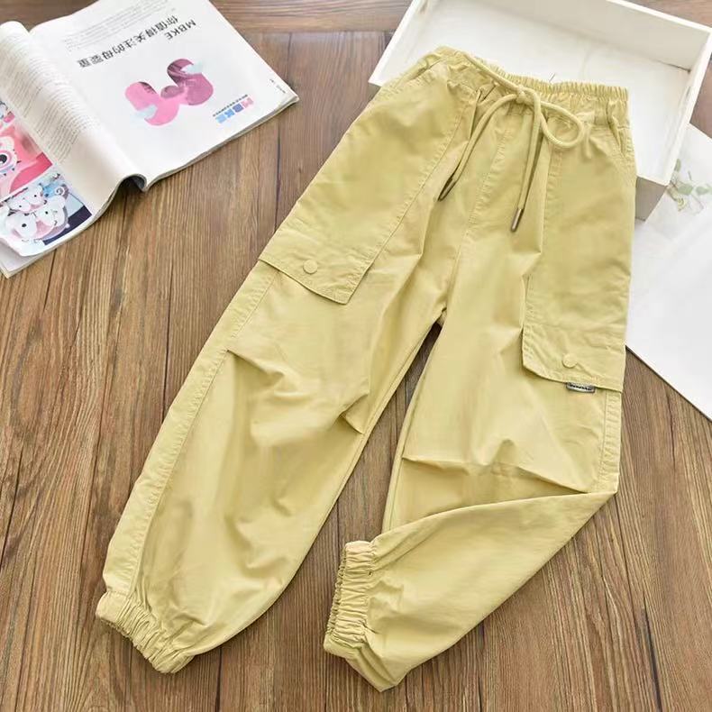 Summer Spring Clothes Kids Cargo Joggers Elastic Ankle Pants Casual Trousers Light Breathable Pants
