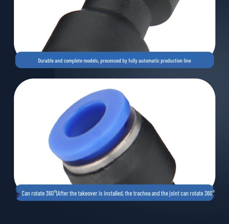 PU Quick-Connect Pneumatic Air Hose Coupler (Sizes: 4-16mm) - Plastic Straight-Through Connector
