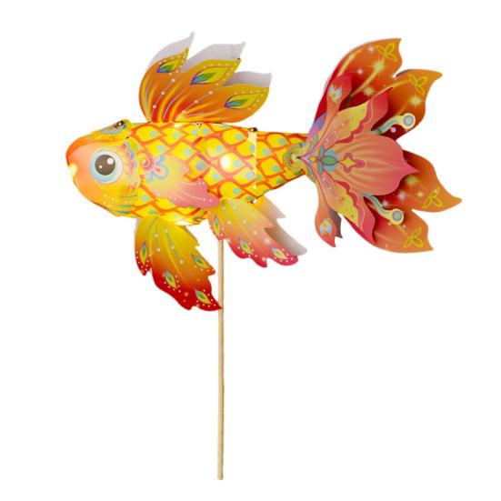 Fish Lantern Craft Kit for Children Handcrafted Chinese Traditional Handheld Lantern with LED Light for Spring Festival Mid-Autumn Decoration