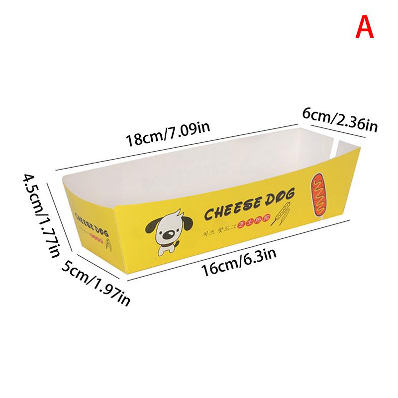 

100pcs Hot Dog Packaging Box PaperFoldable Hot Dog Box Disposable Party Tableware Food Serving Tray For Caterers Catering Boxes