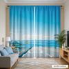 2PCS Seaside Coastal Highway Scenic Print Curtains Floral Window Treatment Applicable To Print Curtains for Home Decor