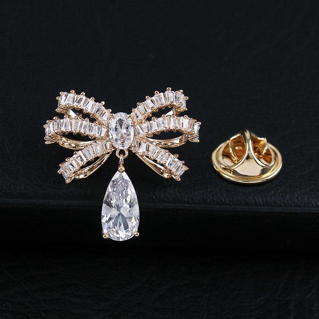 

Новое поступление, броши с бантом из кубического циркония для женщин, летняя модная футболка, булавка, медные украшения, высокое качество