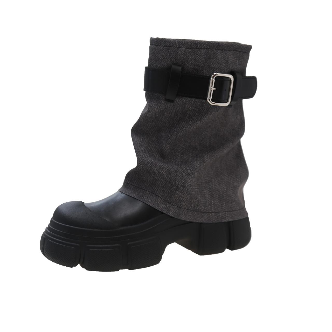 

Брюки, короткие ботинки Niche Design, мотоциклетные ботинки, универсальные, красивые, классные, ботинки Martin на толстой подошве 40 чёрный