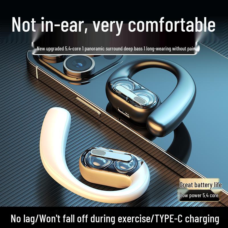 2025 Bluetooth Open-Ear Bone Conduction Wireless Earbuds with Clip-On Dual Speakers & Extended Battery Life