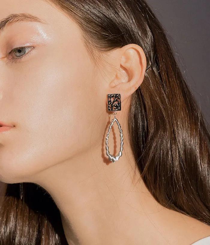rectangular water drop earrings