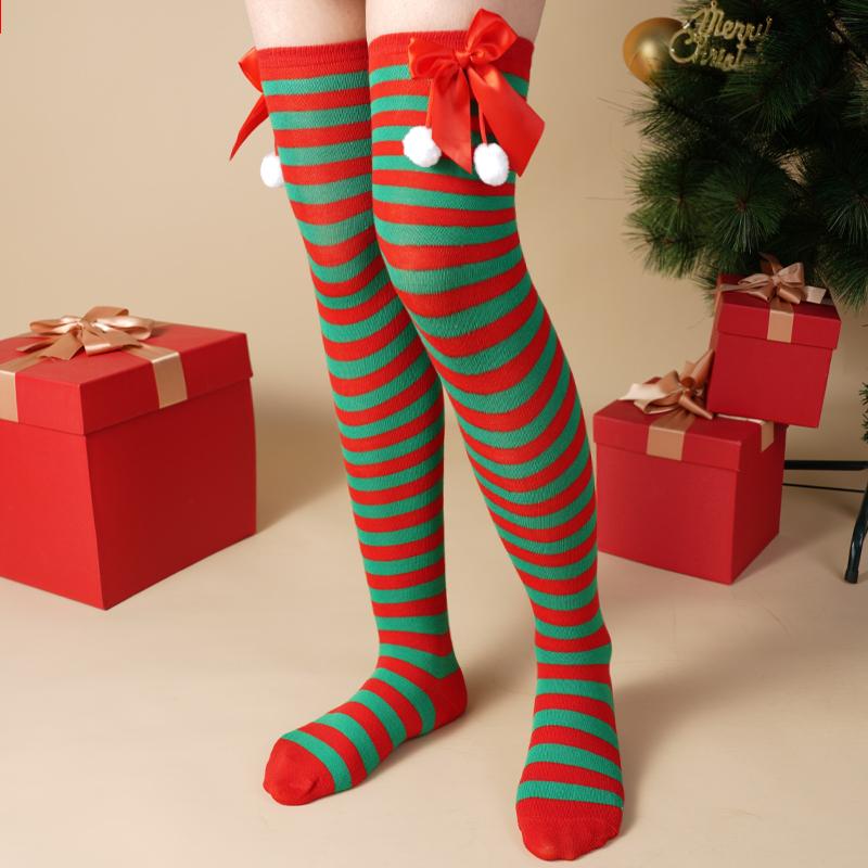 

Рождественские чулки Аксессуары для одежды для вечеринок Носки Рождественские гольфы Чулки с бантом one size