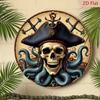 Vintage Metal Poster Octopus Skeleton Pirate Wall Art for Cafe