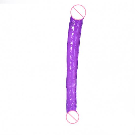 Double-Headed Dragon Penis Butt Plug Lengthened Transparent Female Tonglala Crystal Penis Simulation Masturbation Stick Device Adult Sex Product