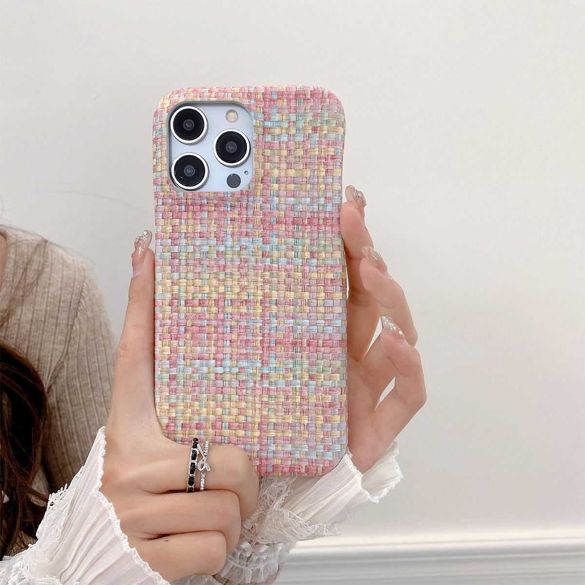 

Luxury Woven Classic Style Paired With iPhone 15 14 13 12 11 Pro Max PU Single Shell Adaptive Case Protective Cover For 15 Pro