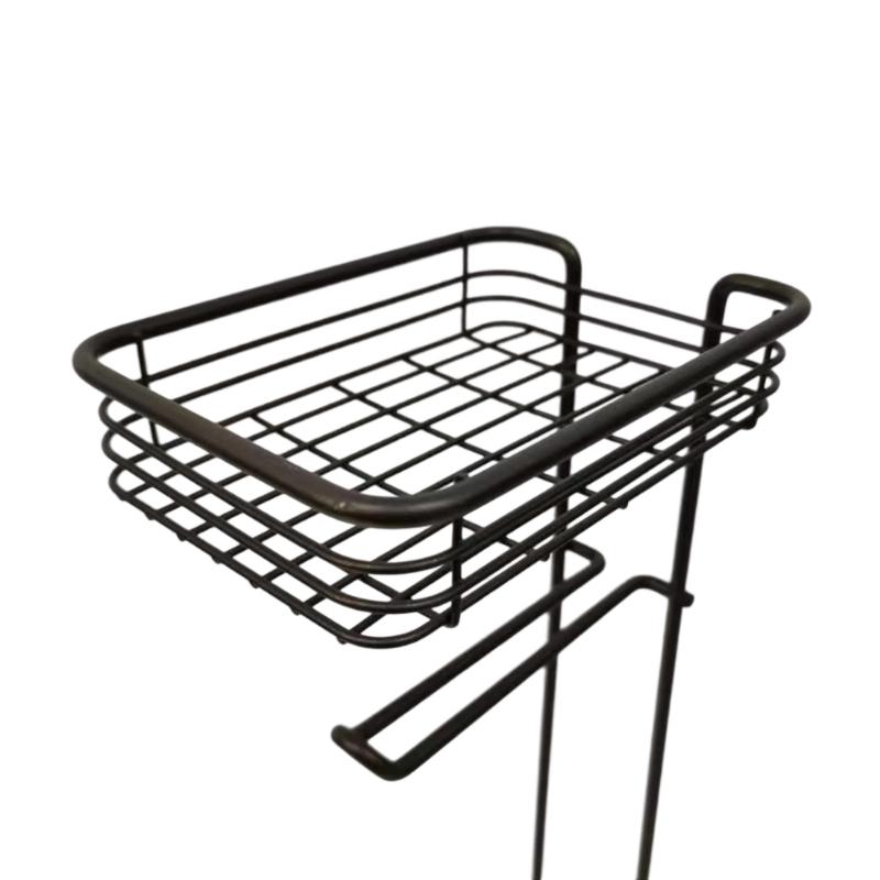 Elegant Iron Standing Tissue Dispenser Large Capacity Modern Floor Mounted Toilet Paper Stand for Homes Office Or Travel