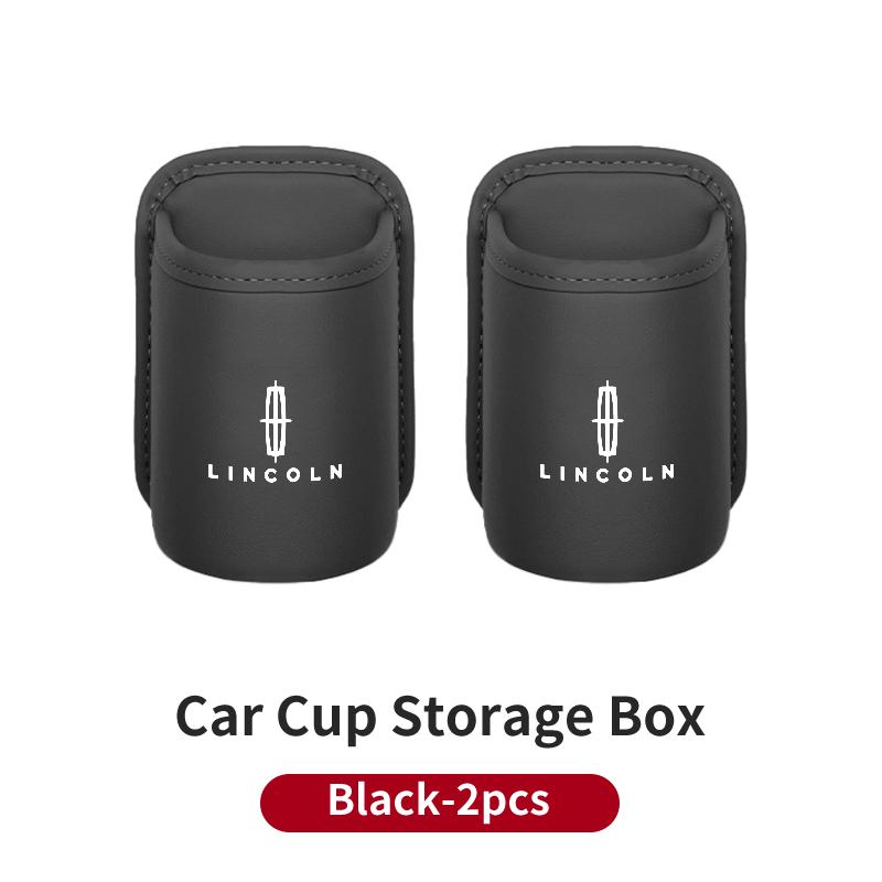 Car Seatback Water Cup Box Leather Mug Drinks Storage Bag Accessories For Lincoln MKZ MKX Aviator Navigator Continental Corsair tk2