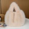 Fashion Lightweight Women'S Handbag Fox Fur Simulation Large Capacity Bucket Bag Soft Solid Color Tote Bag Women