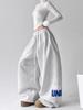 Unisex Wide-Leg Elastic Waist Drawstring Sweatpants with Print - Casual Loose Fit for Spring & Autumn