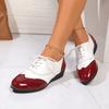 Fashion Round Toe Casual Woman Shoe Oxfords Female Footwear Leather Dress Rubber Solid Leisure Lace-Up Rome Flat PU Fabric Brogue