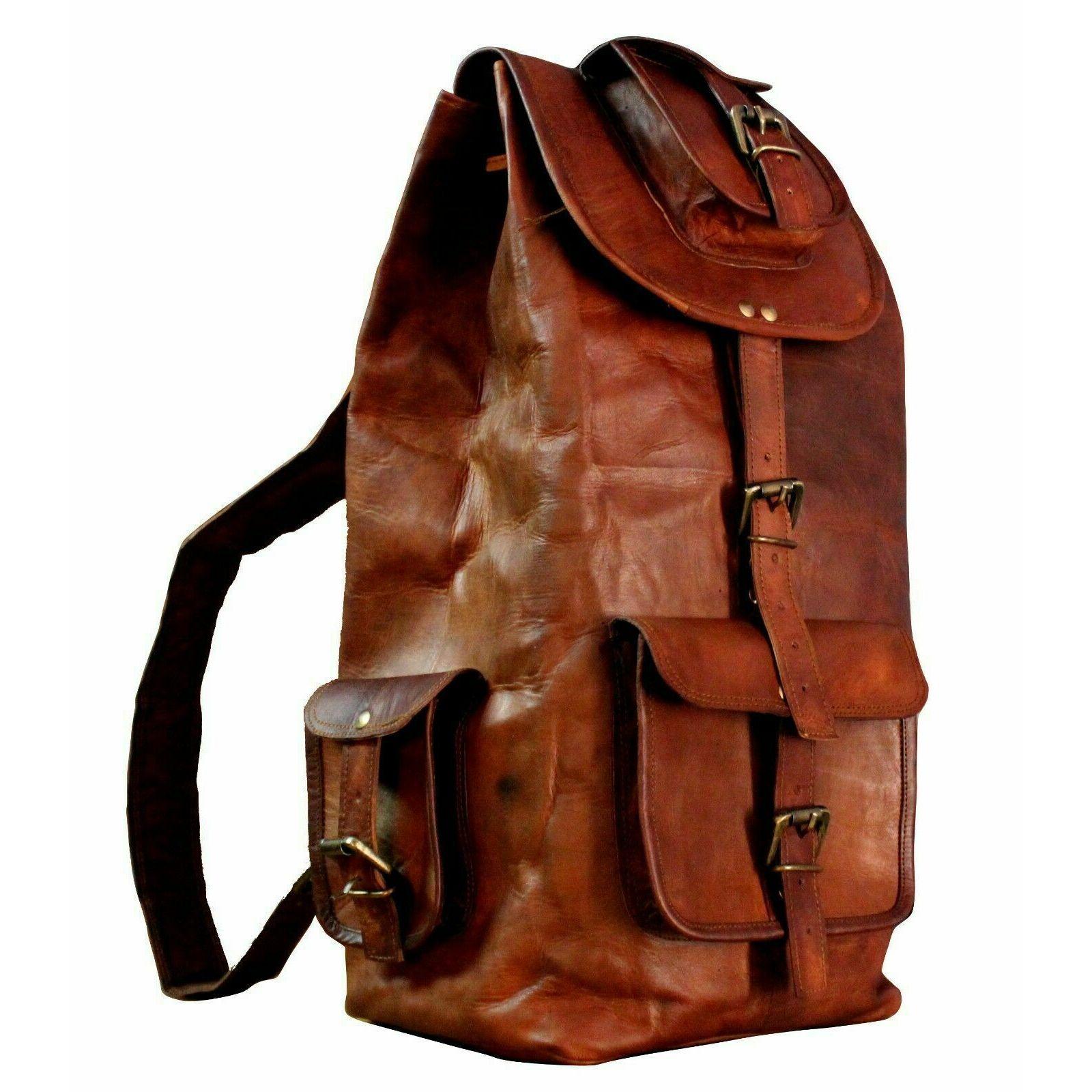 

Новая большая дорожная сумка из натуральной кожи рюкзак для мужчин и женщин. 22 in коричневый