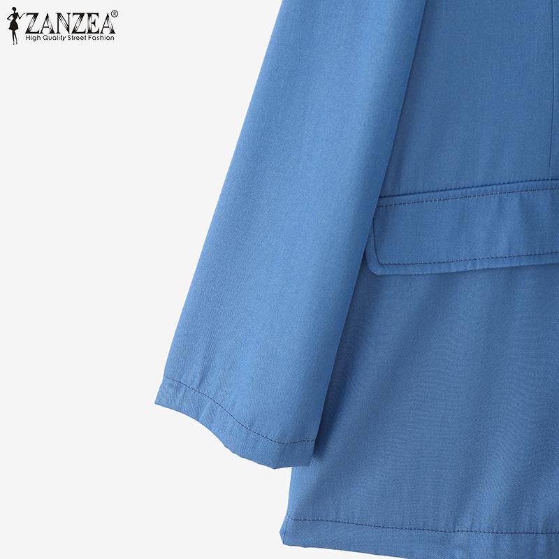 ZANZEA Women Casual Turn Down Collar Loose Long Sleeve Cardigan Tops