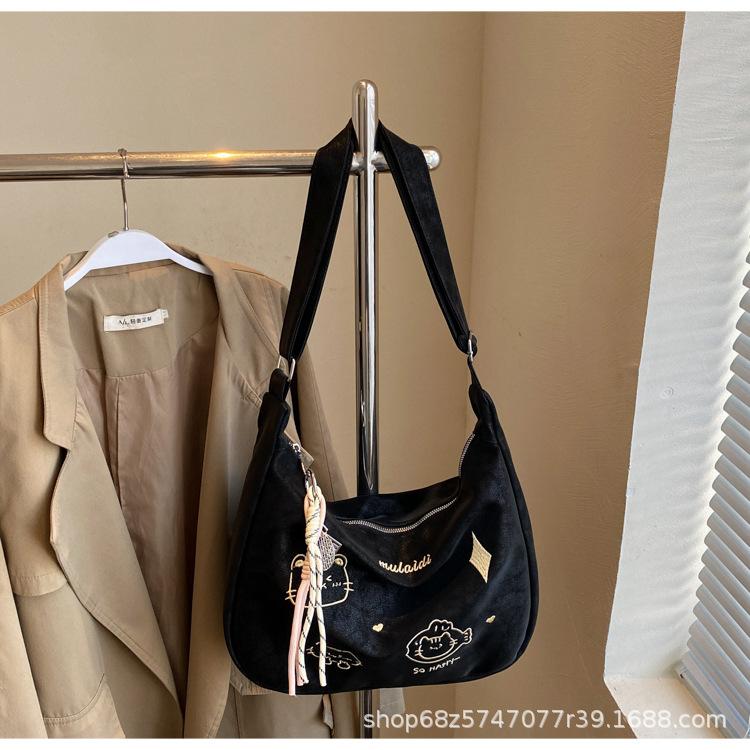 2025 New Korean Version of Casual Niche Design Tote Bag, Student Class Commute Fashion Soft Leather Shoulder Messenger Bag