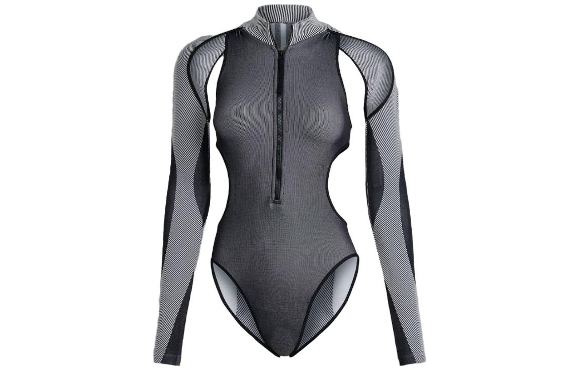 Adidas Bodysuits Women s Black/White Stand Collar Straight Fit IB1255 XS