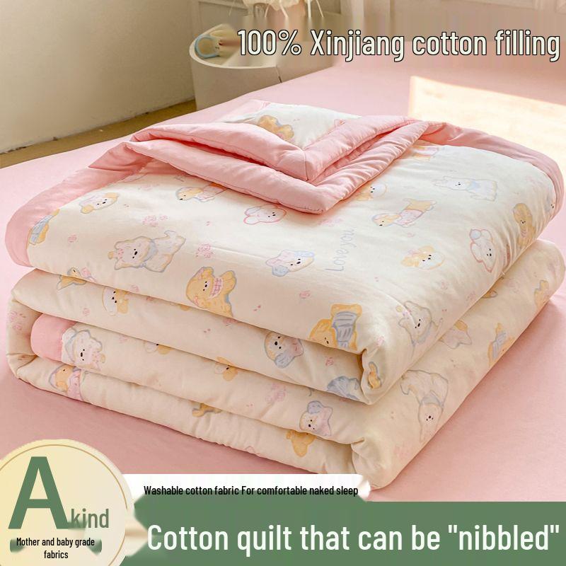 Xinjiang Cotton Summer Quilt - Double or Single Air Conditioning, Machine-Washable, Dorm-Friendly, Lightweight Cool Quilt