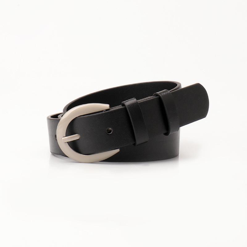 Womens Simple Designer Leather Belt With Polished Alloy Buckle For Casual And Formal Looks