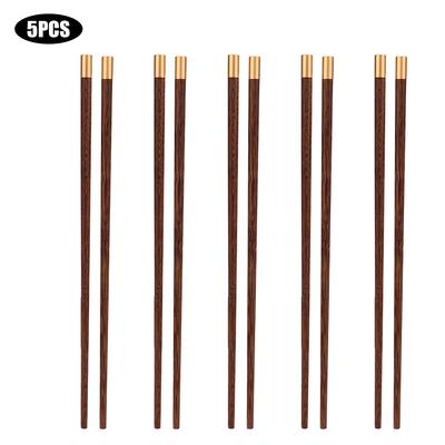 Household Handcraft Reusable Chopsticks Set Top Grade Gift Chopsticks Kitchen Tools(5 Pair Wenge