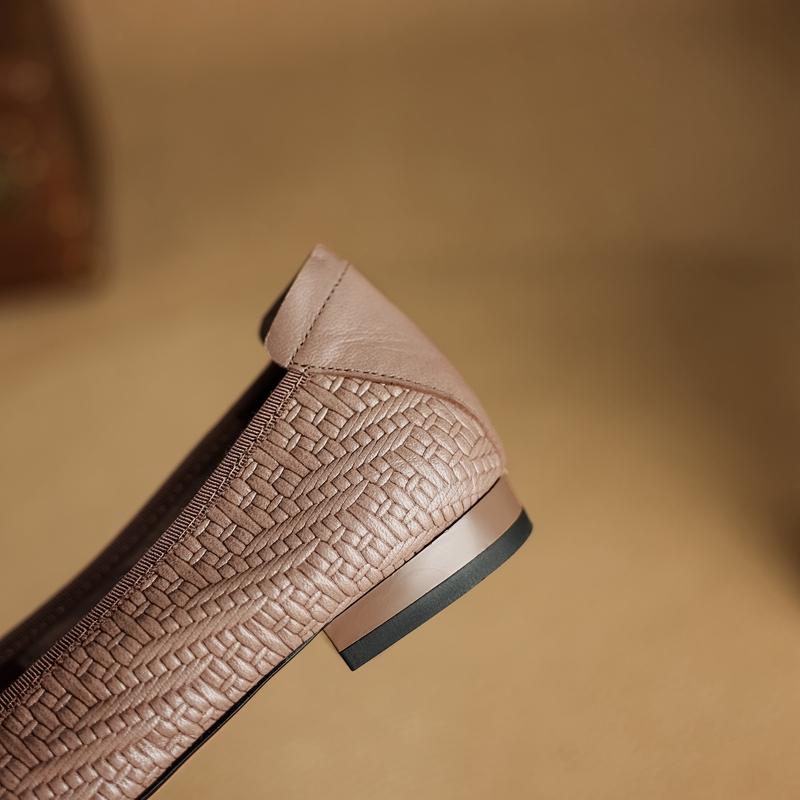 Fashion Women's New Genuine Leather Sheepskin Woven Small Fragrant Butterfly Bow Comfortable and Soft Low Order Shoes Ballet Dance Shoes