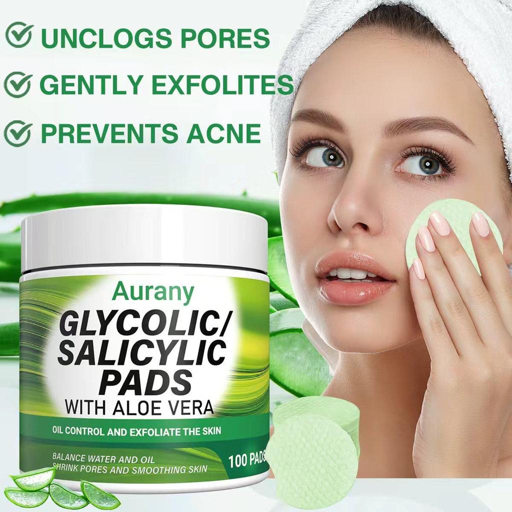 Aloe Salicylic Acid Pads For Face, Exfoliating Pads For Acne Prone & Oily Skin, Hydrating, Pads For Pore Minimizing And Blackhead Removal-60Pcs