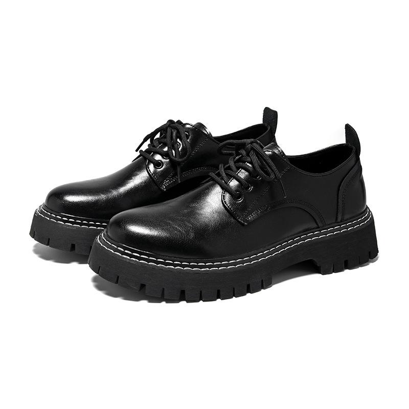Big head leather shoes Korean version trendy British versatile business dress men's shoes casual youth black small leather shoes 3195-R