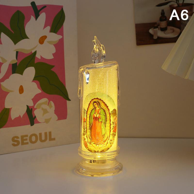 Jésus Vierge Christ Lampe Bougie LED Romantique Sans Flamme Bougie Chauffe-Plat Religieuse Veilleuse Ornement Décoratif de Bureau