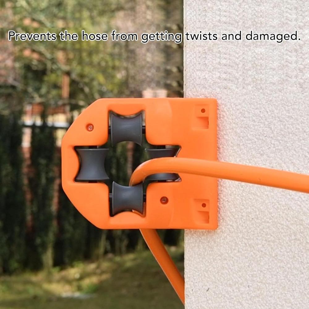 2PCS Plastic Garden Hose Holder Orange Wall Mount Hose Guide Hose Roller Guide Fence Hose Routing