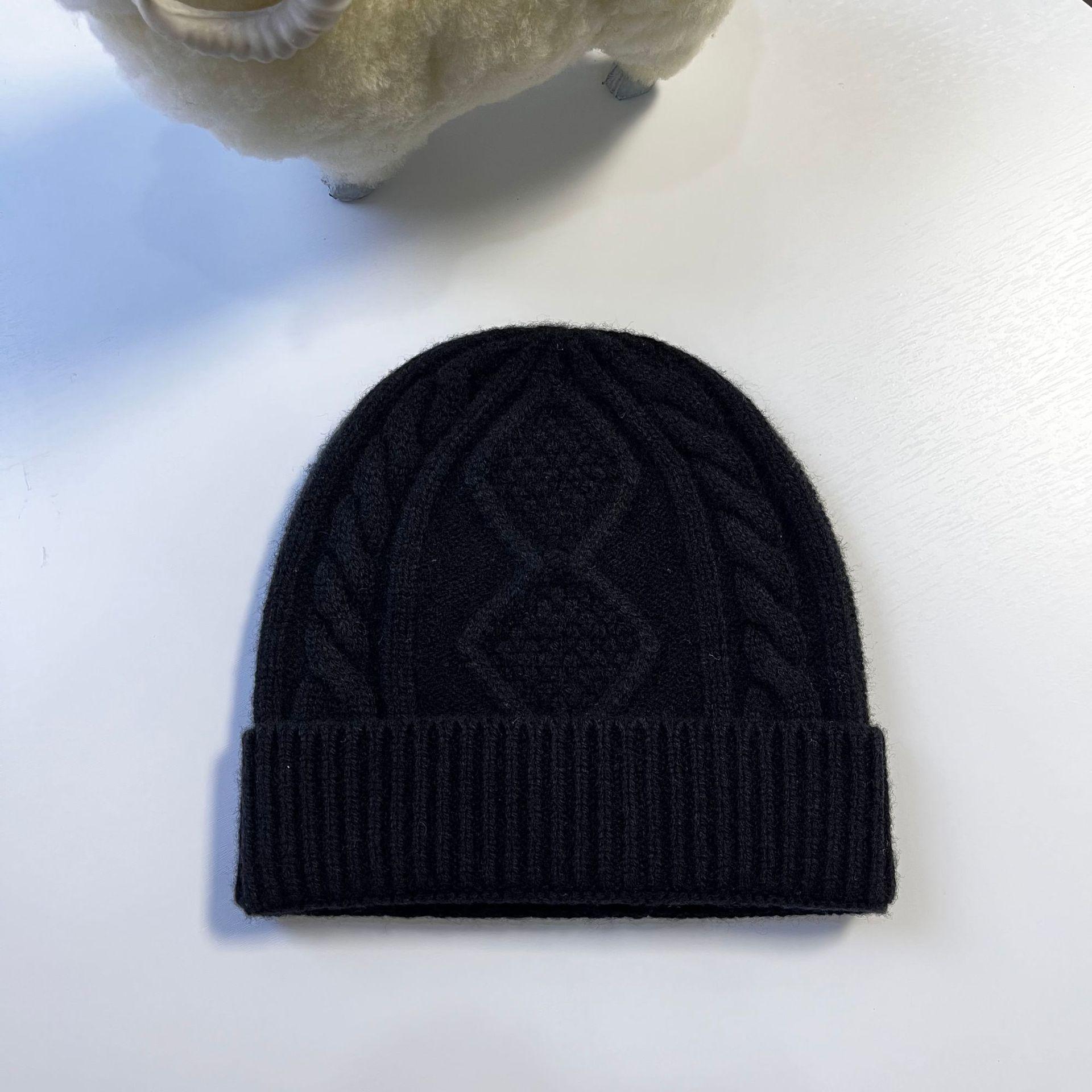 

Зимняя шапка, теплая вязаная толстая шапка для женщин, шапка из овечьей шерсти, жаккардовая шапка с кашемировой ручкой One Size(adjustable) чёрный