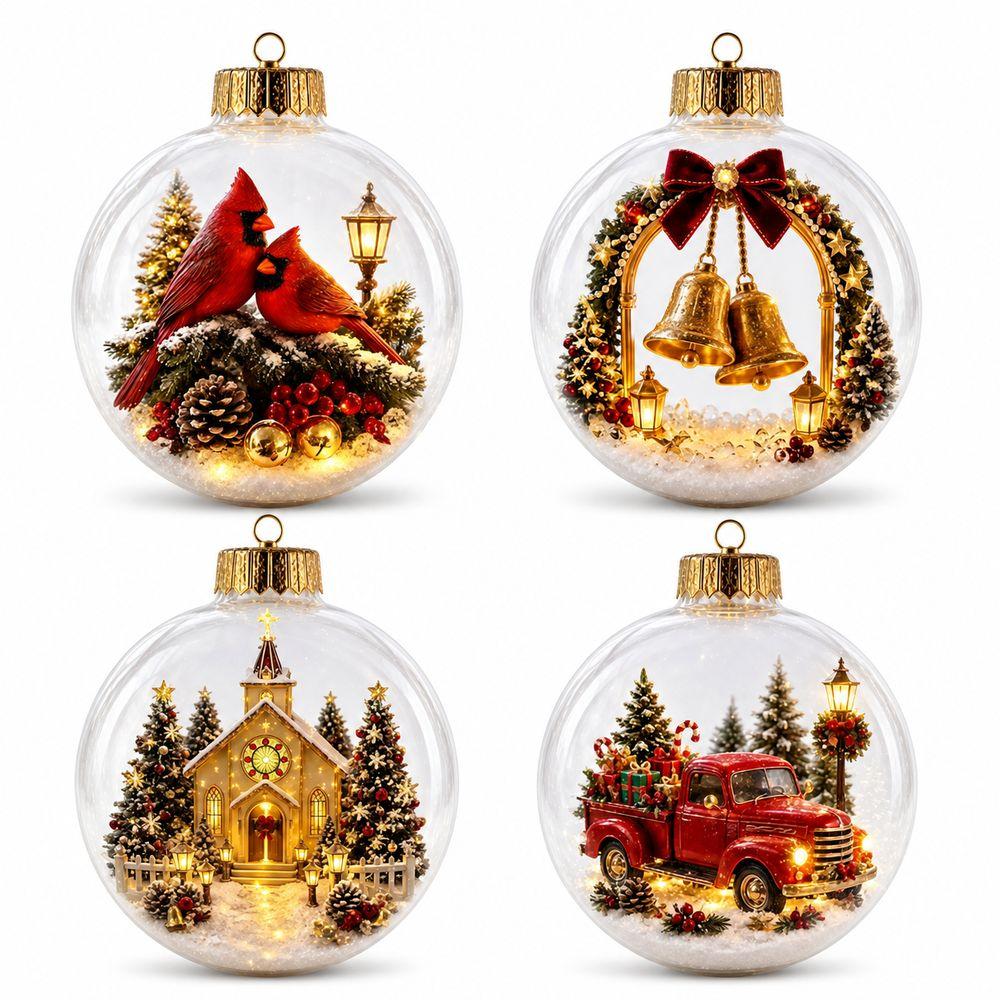 Eingebaute Leuchte Weihnachtsdekoration Warmes Licht Weihnachtskugel Story Ornament Feiertag Heimdeko