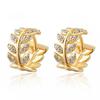 Women Fashion Elegant Leaf Crystal Ear Studs