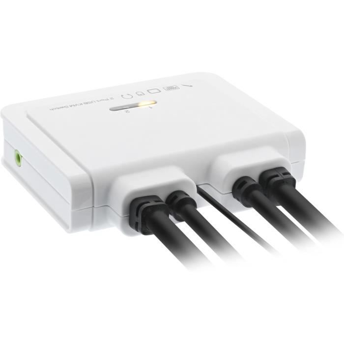 Commutateur kvm - inline - 63613i - usb displayport 2 voies - résolution 3840x2160 - blanc
