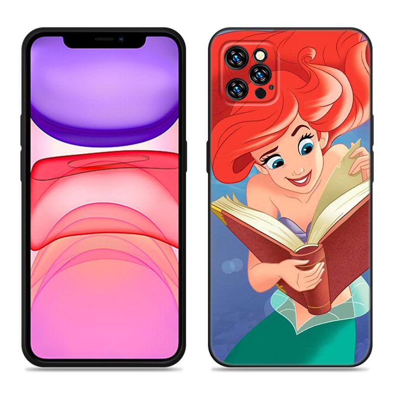 The Little M-Mermaid Phone Case For Apple iPhone 12 13 Mini 11 14 15 Pro Max 7 8 Plus X XR XS SE 2020 2022 Black Silicone Case