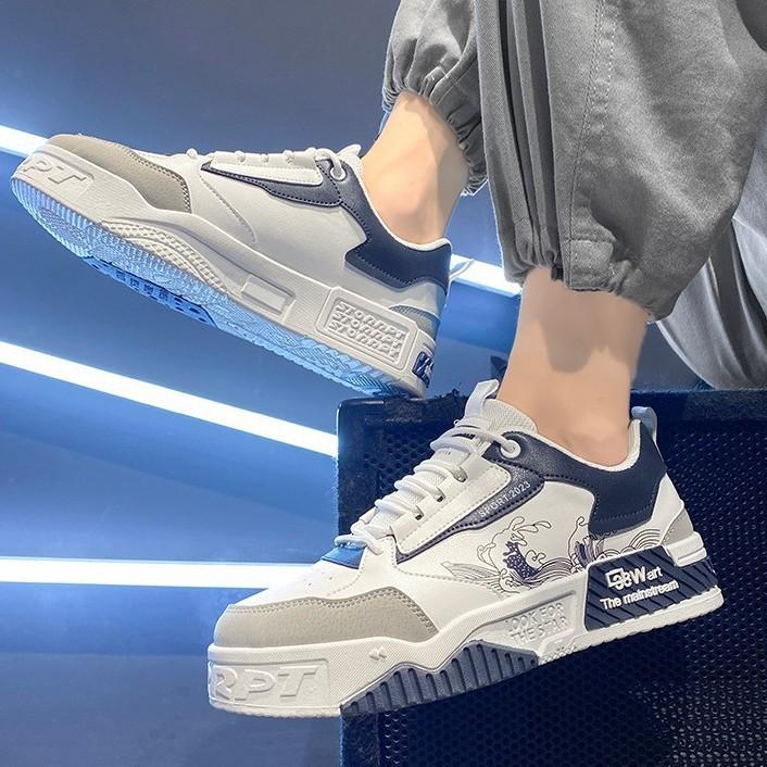 Men's shoes trendy fashion thick baseplate shoes niche personality trendy shoes wear-resistant casual sports shoes student explosion white shoes