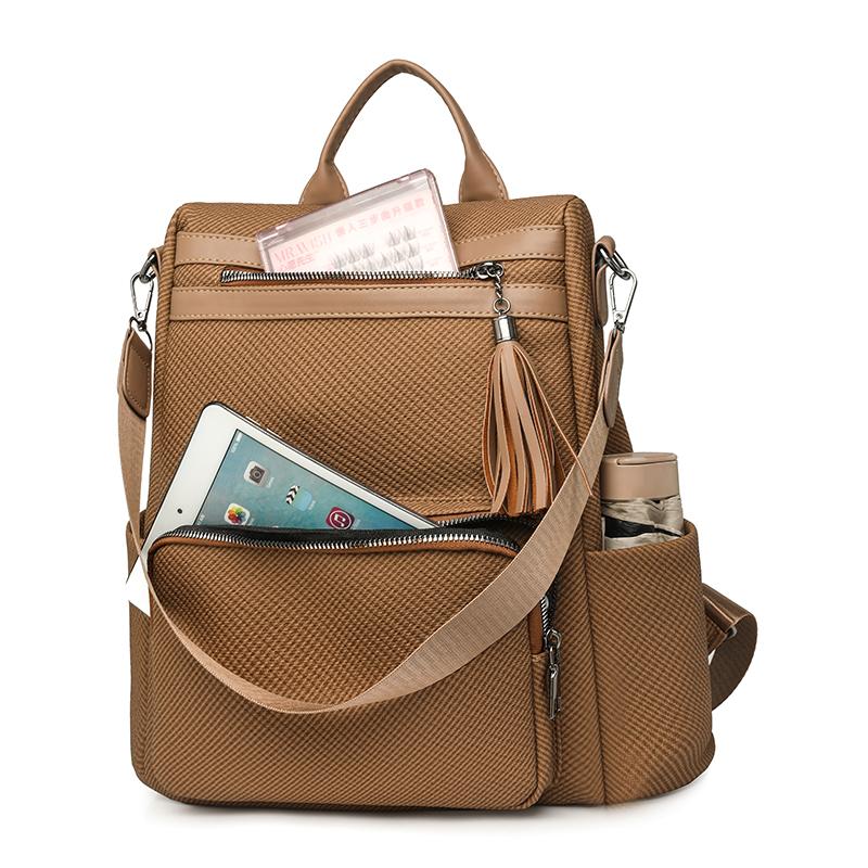 Women's Convertible PU Backpack - Multi-Way Tassel Shoulder Bag for Daily/Travel (Multi-Color Options)
