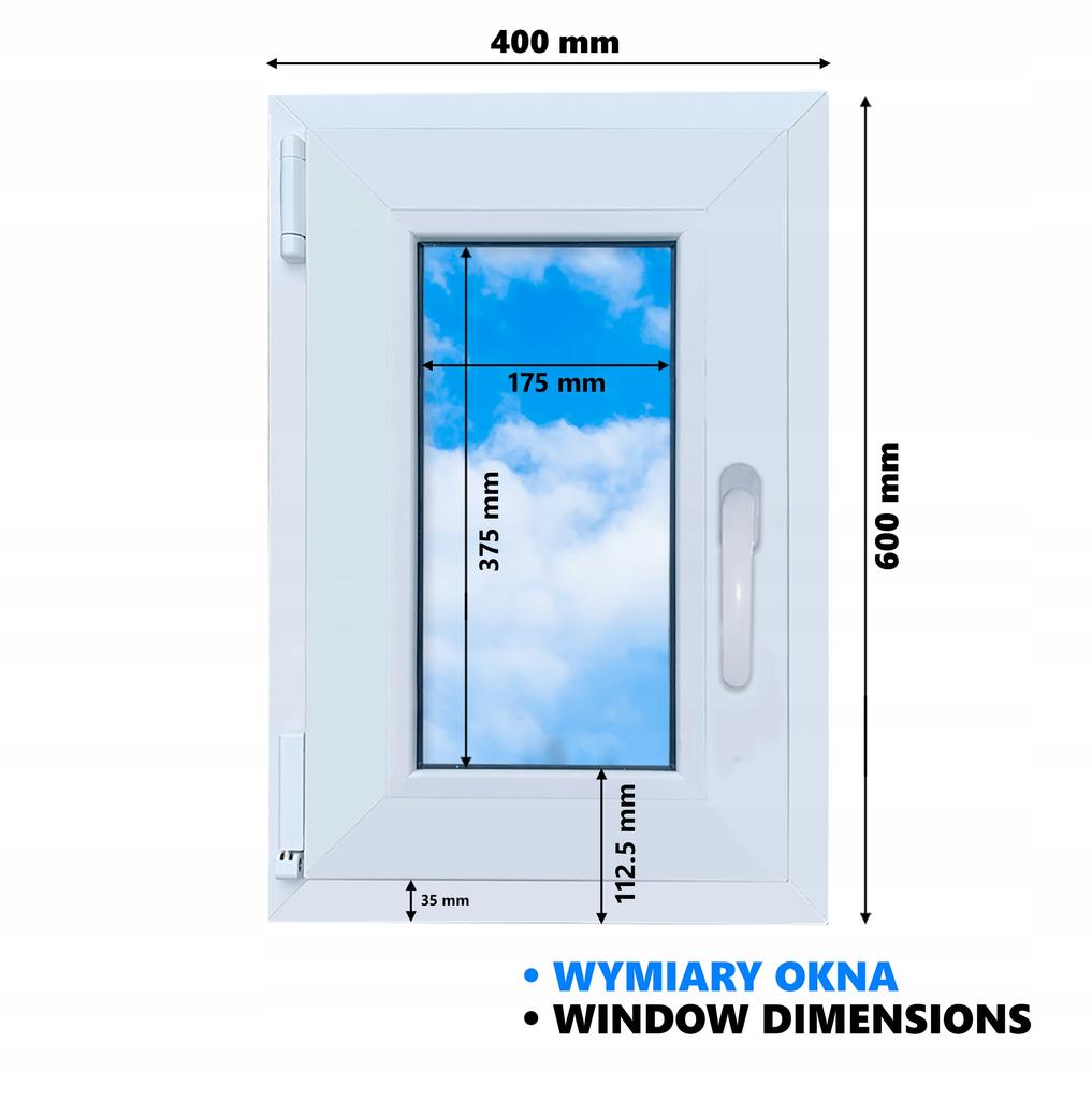 Ventana de PVC Blanca 40x60 Izquierda 400x600 mm Oscilobatiente, Doble Acristalamiento