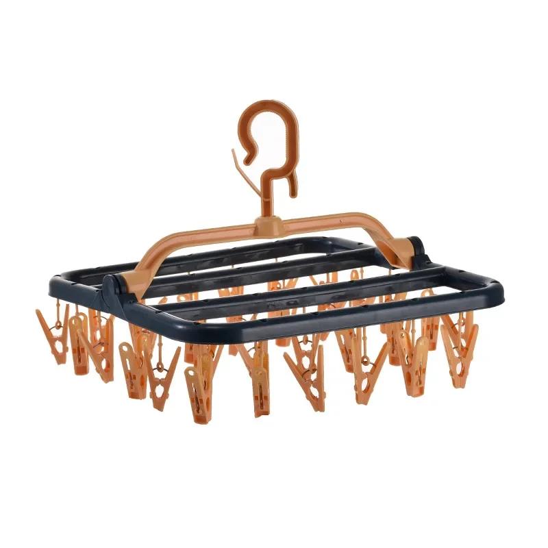 Student Child Household Sock Airing Gadget for Dormitory, 32 Clips Clothes Rack Clothes Hanger for Socks Hanging