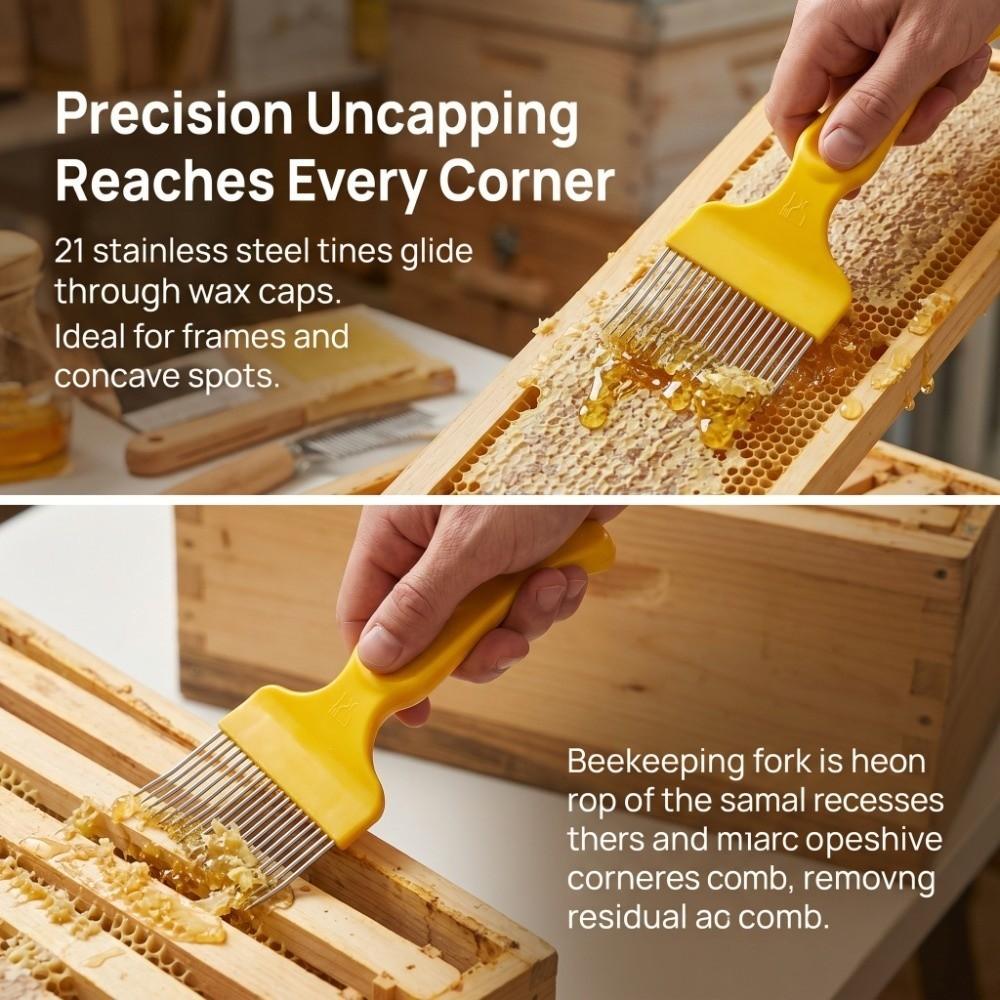 Yellow Honey Cutter Stainless Steel Beekeeping Fork Easy To Clean Uncapping Fork  Honey Uncapping