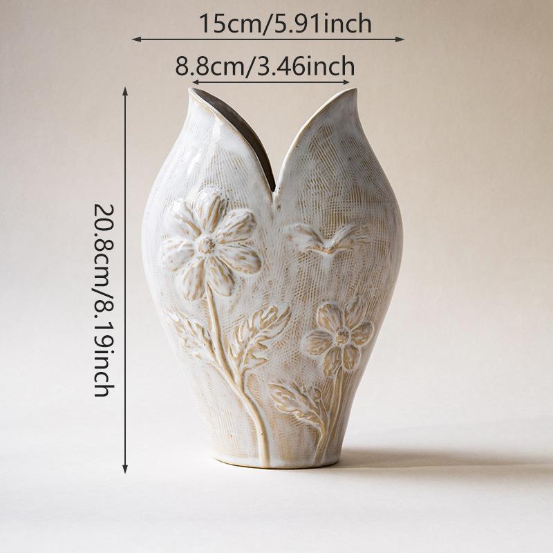 

Nordic Ceramic Vase Retro Creative Small Batch Design Ins Hydroponic Flower Pot Home Decor
