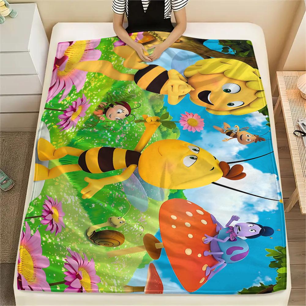Maya the Bee Print Flannel Blanket,High Quality Comfortable for All Seasons,Home Decor,Warmth and Comfort,Perfect for Christmas Gifts