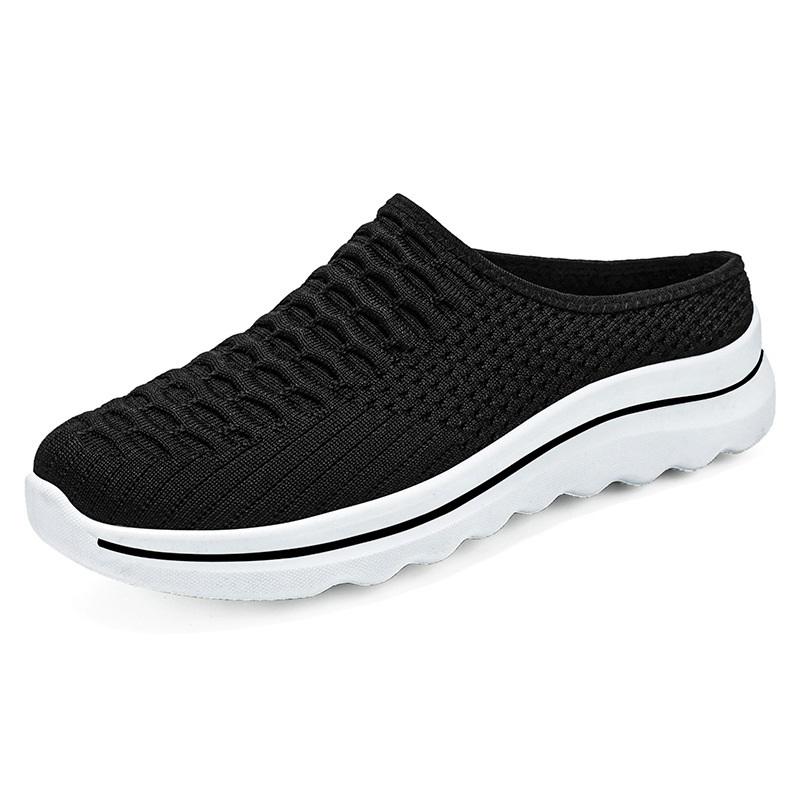 

Женские mules из Flyknit, дышащие полутапочки из сетки, без задника, ленивые слипоны, легкие, с острым носом, повседневные балетки 36 чёрный